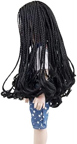 פאות בובות Muziwig עבור 18 '' בובות אמריקאיות, חום שחור מתנגד לפאות שיער ארוכות פאות בובות עבור 18 '' בובות,