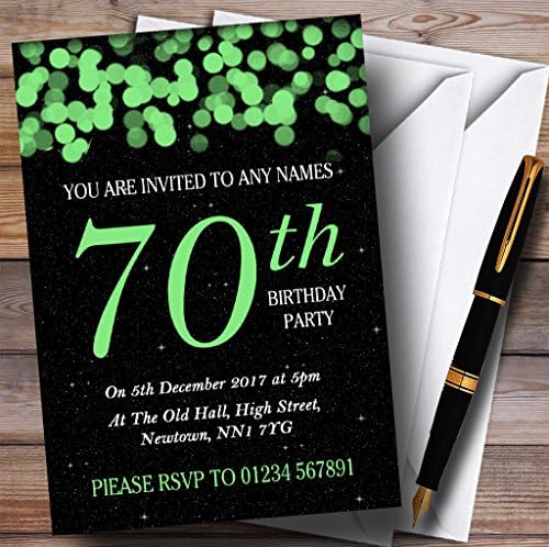 Green Bokeh & Stars הזמנות למסיבת יום הולדת בהתאמה אישית 70