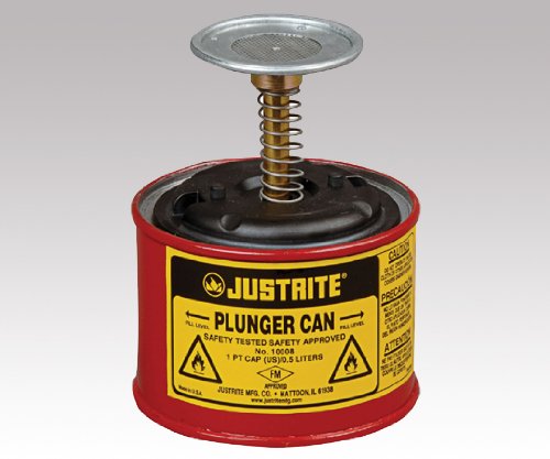 JUSTRITE - 10108 1 ליטר אדום מבוכנת בטיחות פלדה מגולוונת עם הרכבה של צלחת 5 ומכלול בוכנה בראסריטון