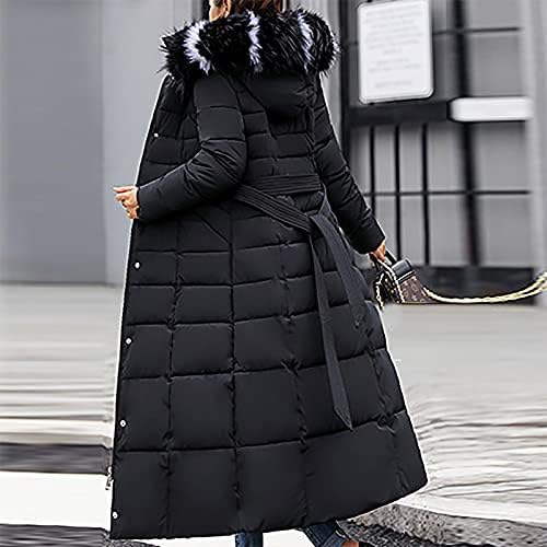 Kingaoggo ארוך בגדים חיצוניים מעל מעילי החורף החמים של הברך לנשים רוכסן מעיל עם ברדס מלא ברדס