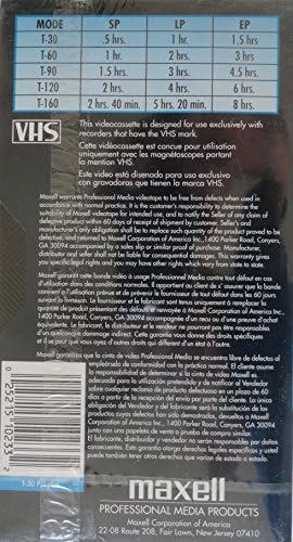 Maxell T -30 פלוס קלטת VHS מקצועית - 10 חבילה