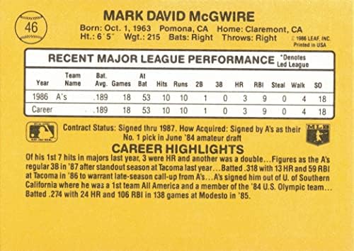1987 דונרוס 46 מארק מקגווייר כרטיס בייסבול - טירון מדורג