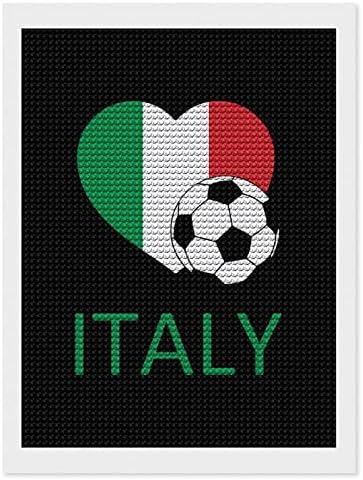אהבה איטליה כדורגל ביהלום ציור אמנות עגול תמונת מקדחה מלאה לקישוט חדר השינה הקיר