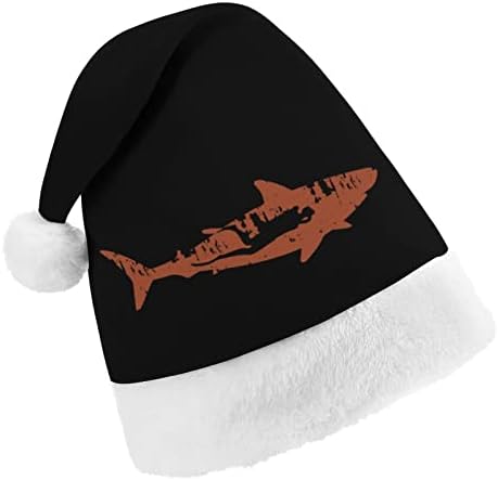 צולל כריש קטיפה חג המולד כובע שובב ונחמד סנטה כובעי עם קטיפה ברים ונוחות אוניית חג המולד קישוט