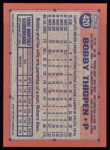 1991 Topps 420 בובי תיגפן שיקגו ווייט סוקס NM/MT White Sox
