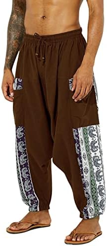 Miashui Little L Mens Retro Retro מכנסיים מזדמנים אתניים מודפסים מכנסיים מכנסיים צ'ינוס