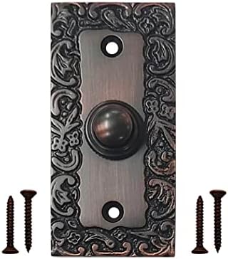 כפתור פעמון דלת אקאטבה עם סט ציר - 2 חתיכות צירי שער לגדרות עץ כבד - כפתור לחיצה על פעמון - כפתור פעמון