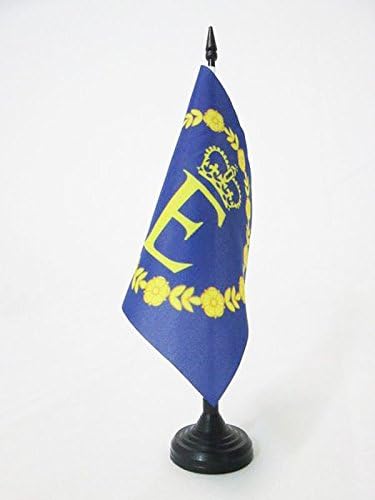 דגל AZ דגל אישי של המלכה אליזבת השנייה דגל שולחן 5 '' x 5 '' - דגל שולחן מלכה בריטניה 15 x 15 סמ