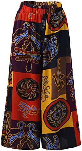 מכנסי רגל רחבים של Wocachi לנשים מכנסי הדפס דשיקי מסורתיים אפריקאים
