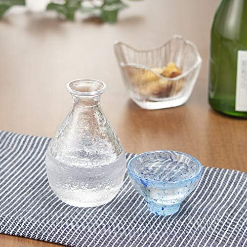 Toyo Sasaki Glass WA525 Guimon, כחול, 1.8 fl oz, כוס סאקה, מיוצר ביפן