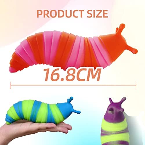 3 חבילה צעצוע של Slug Slug Slug - צעצוע סחיטה רך צעצוע סבלני תלת מימד צעצוע חידוש לילדים, צעצוע של זחל אנטי