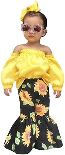 XBGQASU שמיכות חוטפות לתינוקות בנות פעוטות בנות קיץ סט סולידי מוליך כתף חמניות מכנסיים מכנסיים מתרחבים