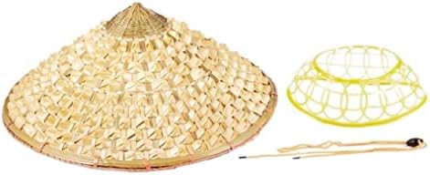 פרויני וייטנאמי מסורתי חרוטי קולי כובע קש במבוק קונוס כובע עבור גינון חקלאי דיג, בז', 42*15 סמ