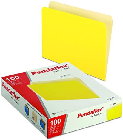 פנדפלקס שני טון צבע קובץ תיקיות, מכתב גודל, צהוב, ישר לחתוך, 100