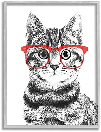 תעשיות סטופל שחור לבן מונוכרום חתול אדום משקפיים, עיצוב על ידי אנליסה לטלה