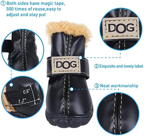 נעלי כלבים של זקו לחורף מגפי כלבים שלג אנטי להחליק מגני כפה אטומים למים לכלבים קטנים שלל גור גומי רך