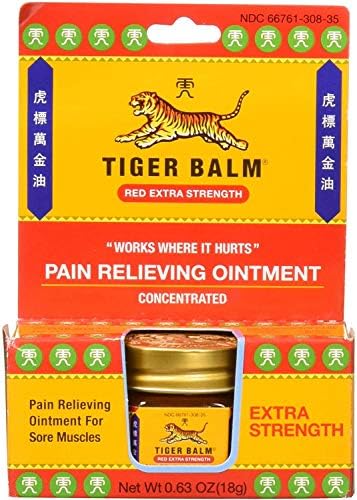 Tiger Balm כאב הקלה על חוזק נוסף אדום, 18 גרם - הקלה לשרירים כואבים - חוזק נוסף ספורט שפשוף - טייגר