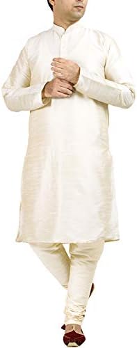 חולצת טוניקה לגברים של צ'נדרקאלה תערובת משי תערובת קורטה פיג'מה סט שמלת מסיבת פסטיבל חתונה הודית