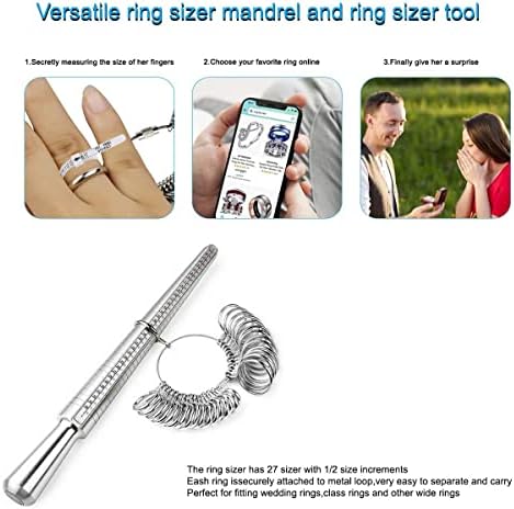 דוג ' יק טבעת סייזר מדידת כלי סט מתכת טבעת סייזר נירוסטה טבעת מודד אצבע סייזר & מגבר; טבעת ציר אלומיניום,