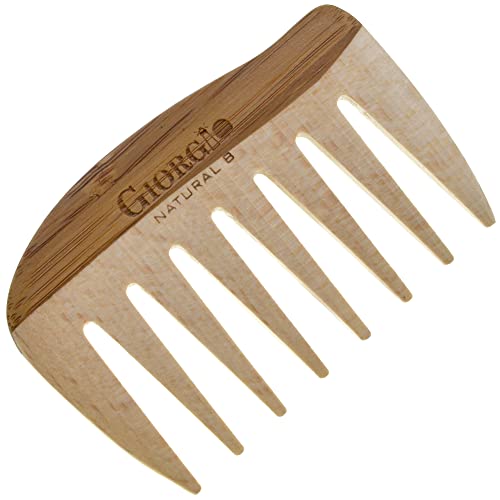 ג ' ורג 'יו ג' יונאט8 מסרק עץ טבעי קטן מסיר שיער מסרק שיניים רחב לשיער מתולתל, במבוק ועץ אשור מסרקי שיער לשיער