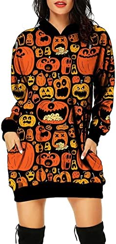 Grge Beuu Halloween Hoodie שמלה לנשים סוודרים עם שרוול ארוך גדול עם שרוול ארוך סווטשירט עם כיסים עם