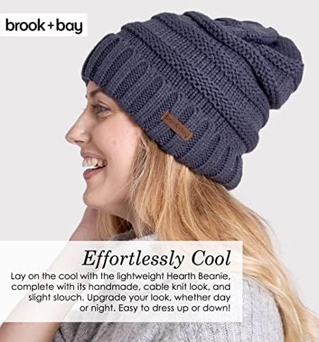 ברוק + מפרץ רפוי כפת חורף כובע לנשים-נמושה גדול כבל לסרוג כובעי-חם שמנמן סרוג כובע למזג האוויר קר