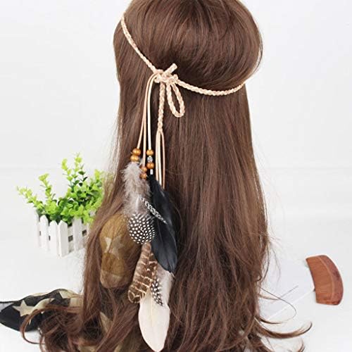 חישוק בארה ' ב נשים בוהמי בציר שיער טווס שיער קישוטי להקת ראש שרשרת חרוזים צמידי נשים