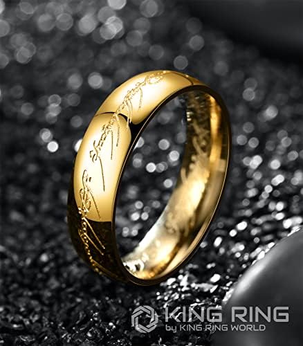 טבעת המלך 6 ממ שר הטבעות טבעת טיטניום חרוטה-הטבעת האחת שתשלוט בכולן לגברים ולנשים-טבעת לוטר-טבעת
