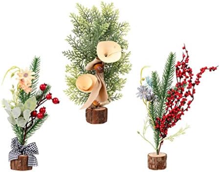 עיצוב שולחן עבודה של טוינדונה 3 יחידות עץ חג המולד מיני עץ חג המולד מיניאטורה עץ אורן עץ עץ בקבוק עץ עם פרחי