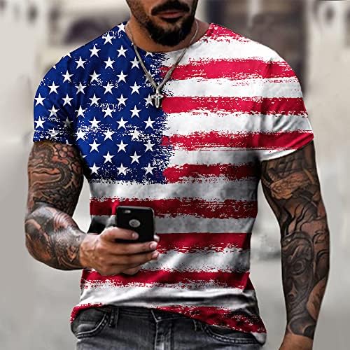עיצוב אמריקאי פטריוטי של שרוול קצר של גברים עם חולצת טריקו נשר ודגל פרימיום