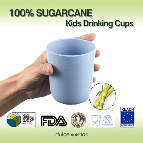 גביע ילדים מפלסטיק טבעי של קנה סוכר מוסמך של דולצ ' ה 3 מארז-כוסות שתייה לפעוטות-בטוח למדיח כלים,
