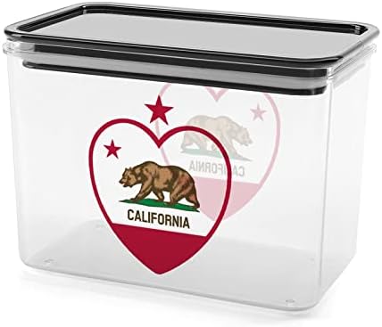 קליפורניה דגל לב אחסון מכולות ברור פלסטיק תיבת עם מכסים לשימוש חוזר פחי מטבח דגנים חטיפים יבש מזון ג '