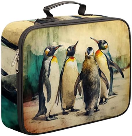 וינטג 'צבעי מים פינגווינים בעלי חיים קובץ קובץ שקית קובץ קובץ רב שכבות, מארגן מסמכים בטוח למשרד הביתי עם