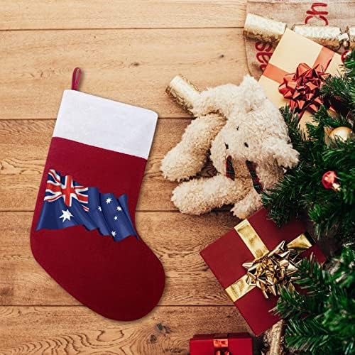 דגל של אוסטרליה גרב חג המולד קלאסי קישוטים תלויים שקית ממתקים של שרוול לבן לקישוטים למסיבות חג משפחות