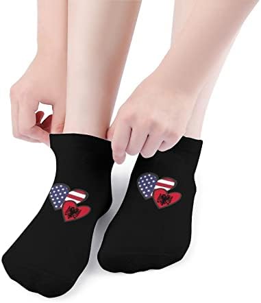 לבבות דגל אלבניה אמריקאי 5 זוגות קרסול גרביים חתוכות נמוכות משקל קל גרביים גרביים גרביים ללא מופע לאתלטיקה