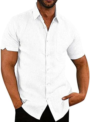כפתור מזדמן של XXBR לגברים למטה חולצות שרוול קצר חוף קיץ חוף כותנה רגילה כותנה צווארון צווארון הוואי חולצה