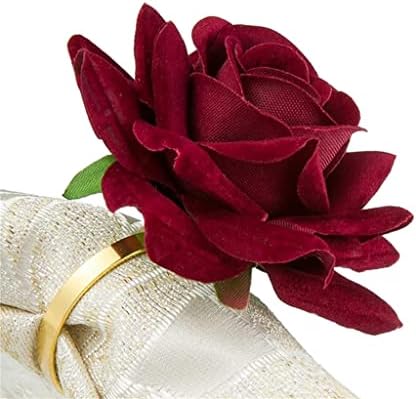 Douba 10 pcs צורת אדום צורת מגבת אבזם מפית מפית טבעת לחתונה מסיבת חתונה שולחן שולחן תפאורה מחזיק מפית