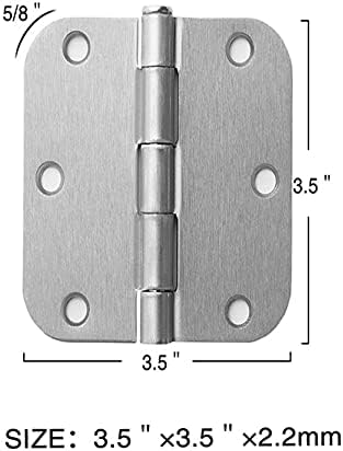 TINVHY 30 חתיכות מוברש ציר דלת ניקל סאטן, 3.5 x 3.5 אינץ '5/8 פינות רדיוס 2.2 ממ צירי דלת