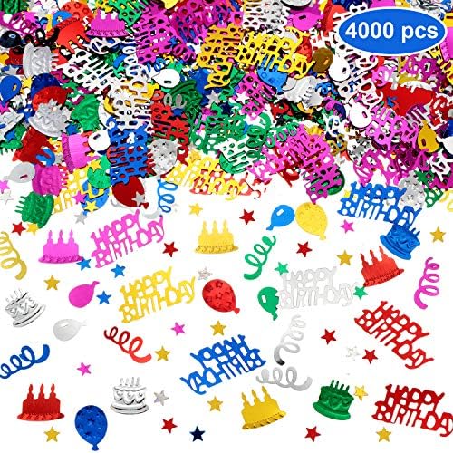 4000 חתיכות יום הולדת שמח קונפטי רב צבע רדיד קונפטי יום הולדת קישוט מפזר עבור שולחן בלון סרט עוגת קישוט