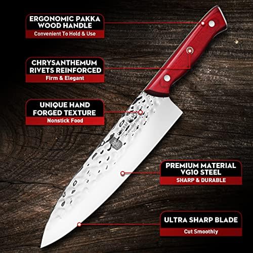 10 שף סכין יפני, 12 אינץ מקצועי מטבח בישול שף של סכין חד כתער מזויף גבוהה פחמן נירוסטה סכין עבור בשר חיתוך מנגל