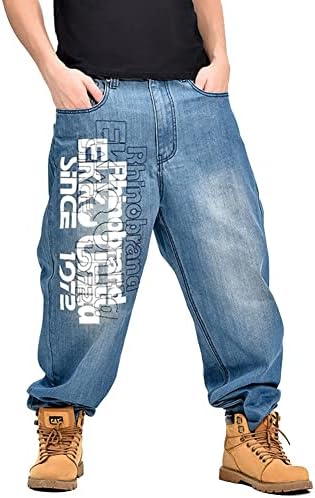 לובניו גברים של בציר היפ הופ סגנון בבאגי ג 'ינס ג' ינס כושר רופף ריקוד סקייטבורד מכנסיים
