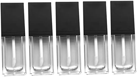 5 יחידות שטוח כיכר שפתיים צינור שחור שפתיים בקבוק שפתיים גלוס ריק בקבוק ברור מיכל ברור גלוס שפתון