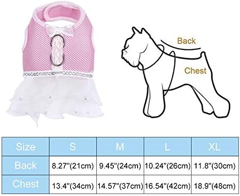 לקנות עכשיו חמוד ורוד כלב שמלת לרתום לחיות מחמד תחרה רשת אפוד טוטו חצאית עם קשת לכלבים קטנים ילדה