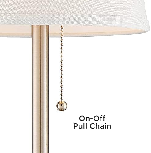 360 תאורה פלזנר מנורת שולחן מבטא מודרנית עם סגנון מלון USB ושקע חשמל AC בבסיס 20 גוון אימפריה לבנה מוברש גבוה.