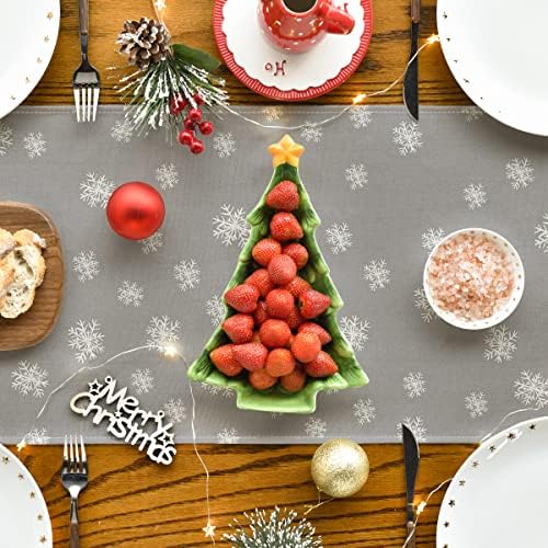 ארטואיד מצב אורן עץ פתית שלג חג מולד שמח רץ לשולחן, עונתי חורף חג המולד חג המולד קישוט שולחן אוכל למטבח