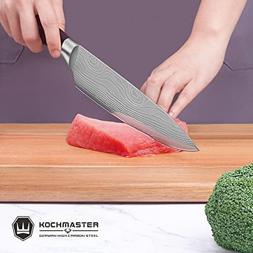 קוצ'סטר שף סכין מקצועי 8 , סכין מטבח אולטרה חד עם נדן, עשויה מפלדה גרמנית פחמן גבוהה וידית עץ פקה עם