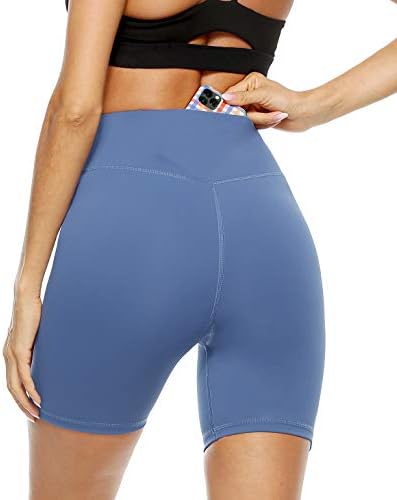 פרסיט נשים גבוהה מותן הדפסת אימון יוגה מכנסיים קצרים עם 2 כיסים נסתרים, ללא לראות דרך בטן בקרת ספורט מכנסיים