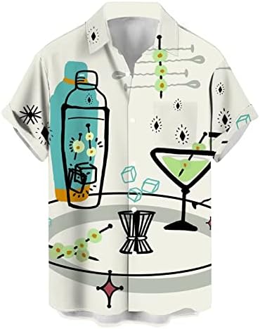 חולצות באולינג רטרו של גברים קיוויצימה שנות ה -50 רוקבילי סגנון כפתור למטה חולצות מחנה בסגנון קובני חולצה