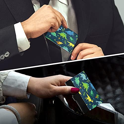 דינוזאור צבעוני כרטיס ביקור מחזיק עבור נשים גברים כרטיס ביקור מחזיק מקרה עם עור אישי כרטיס ביקור כרטיס
