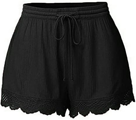 מכנסיים קצרים לנשים מקצבים לקיץ סתמי מותניים אלסטיים עם מכנסי תחרה קצרים מכנסיים קצרים של פיג'מה יוגה